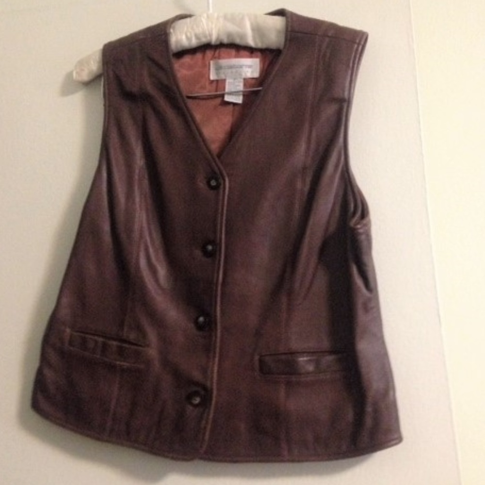 Vintage Chocolate Brown Leather Vest